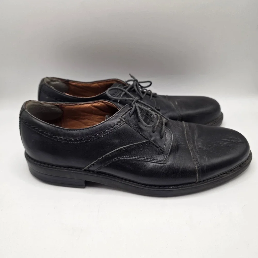 Easy Spirit Leather Oxford Shoes Cap Toe Black Lace Up Italian Made Dress 12